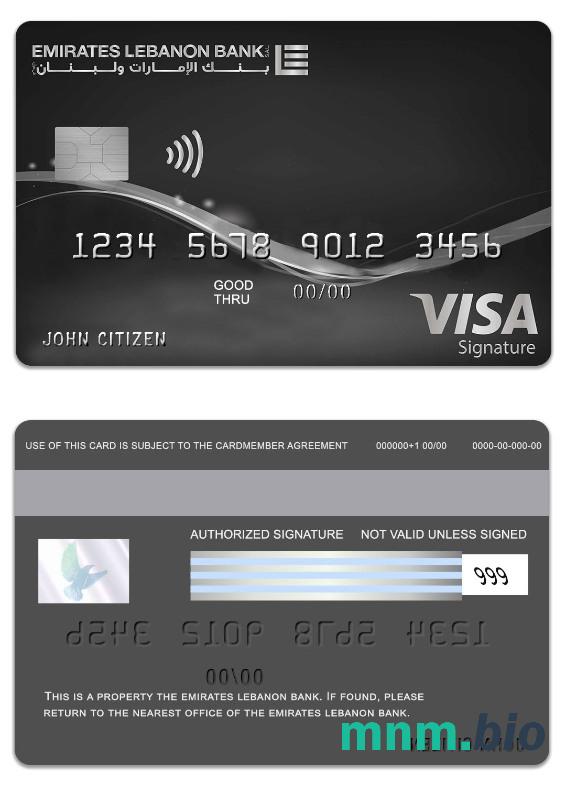Lebanon Emirates Lebanon Bank visa podpis charge karta przykład w formacie PSD